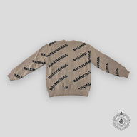 Balenciaga All Over Logo Sweater in Beige