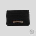 Chrome Hearts Leather Scroll Plate Cardholder in Black