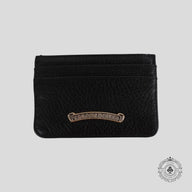 Chrome Hearts Leather Scroll Plate Cardholder in Black