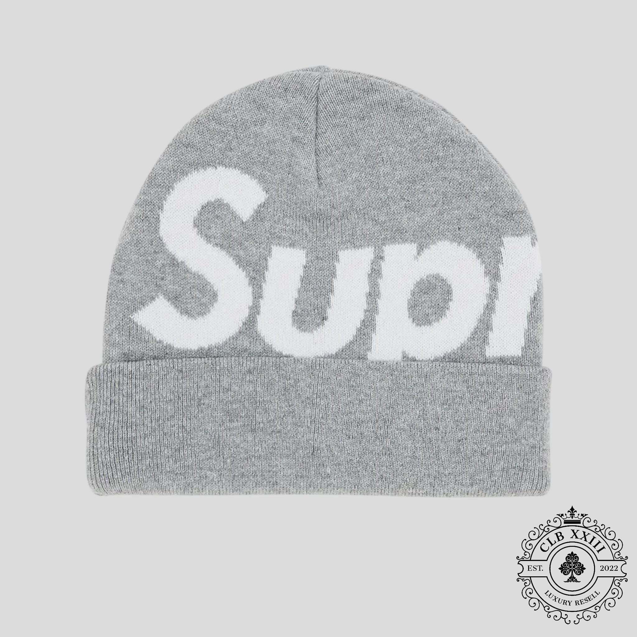 Supreme Big Logo Beanie (FW24) in Ash Grey