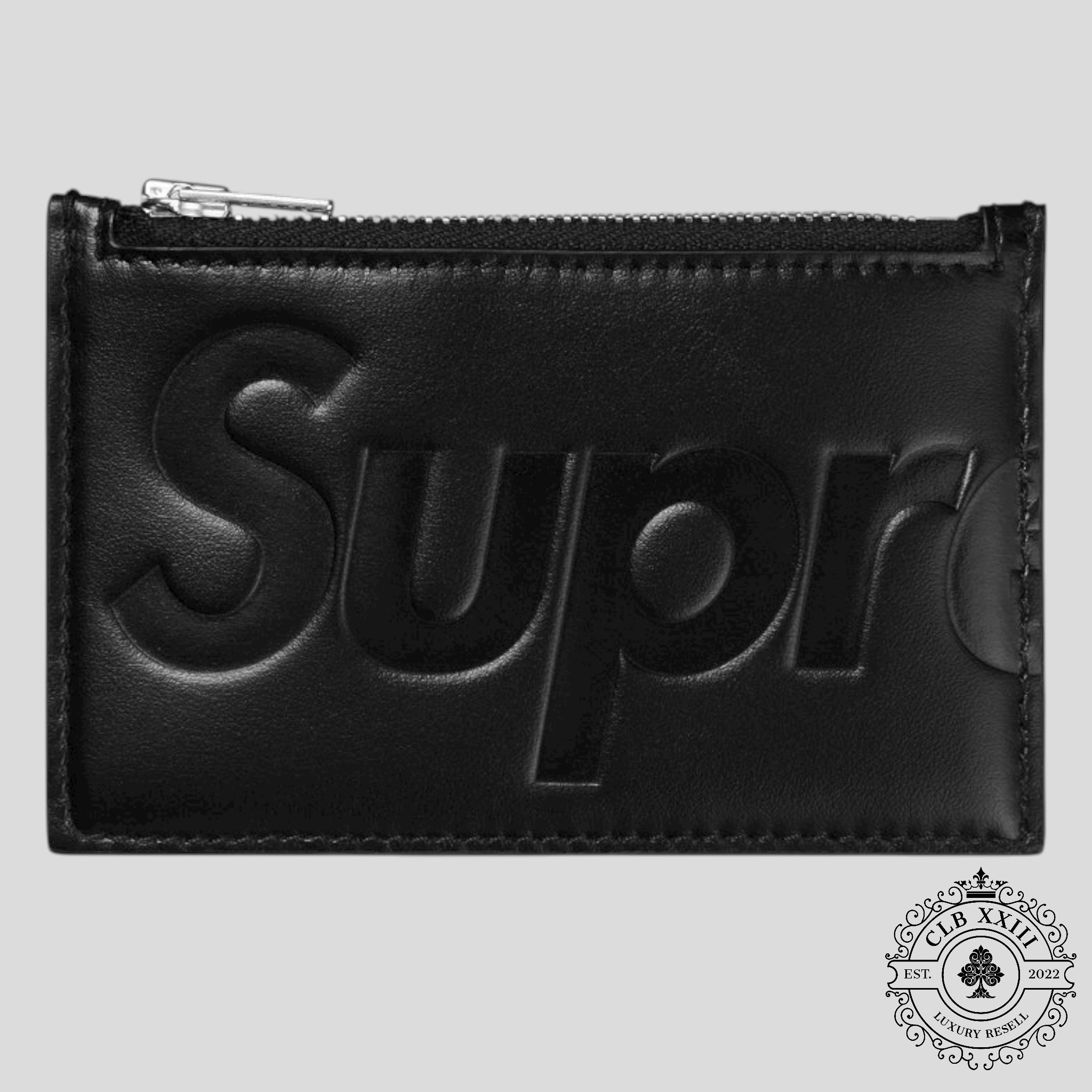 Supreme Leather Zip UP Card Holder in Black