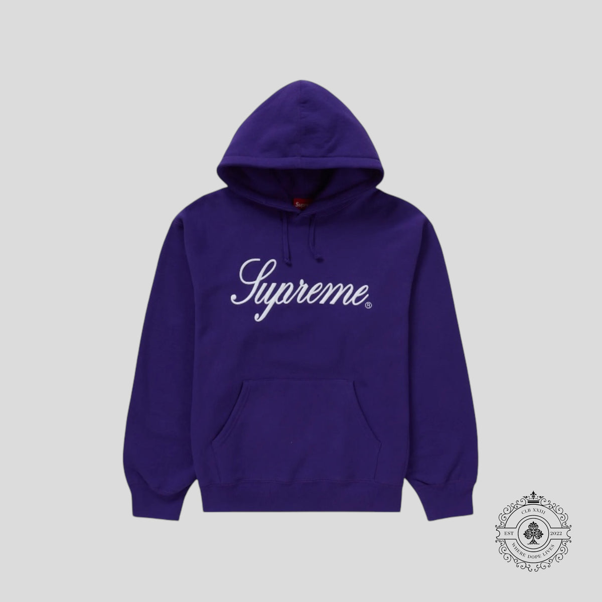Supreme Embroidered Script Hooded Sweatshirt in Purple