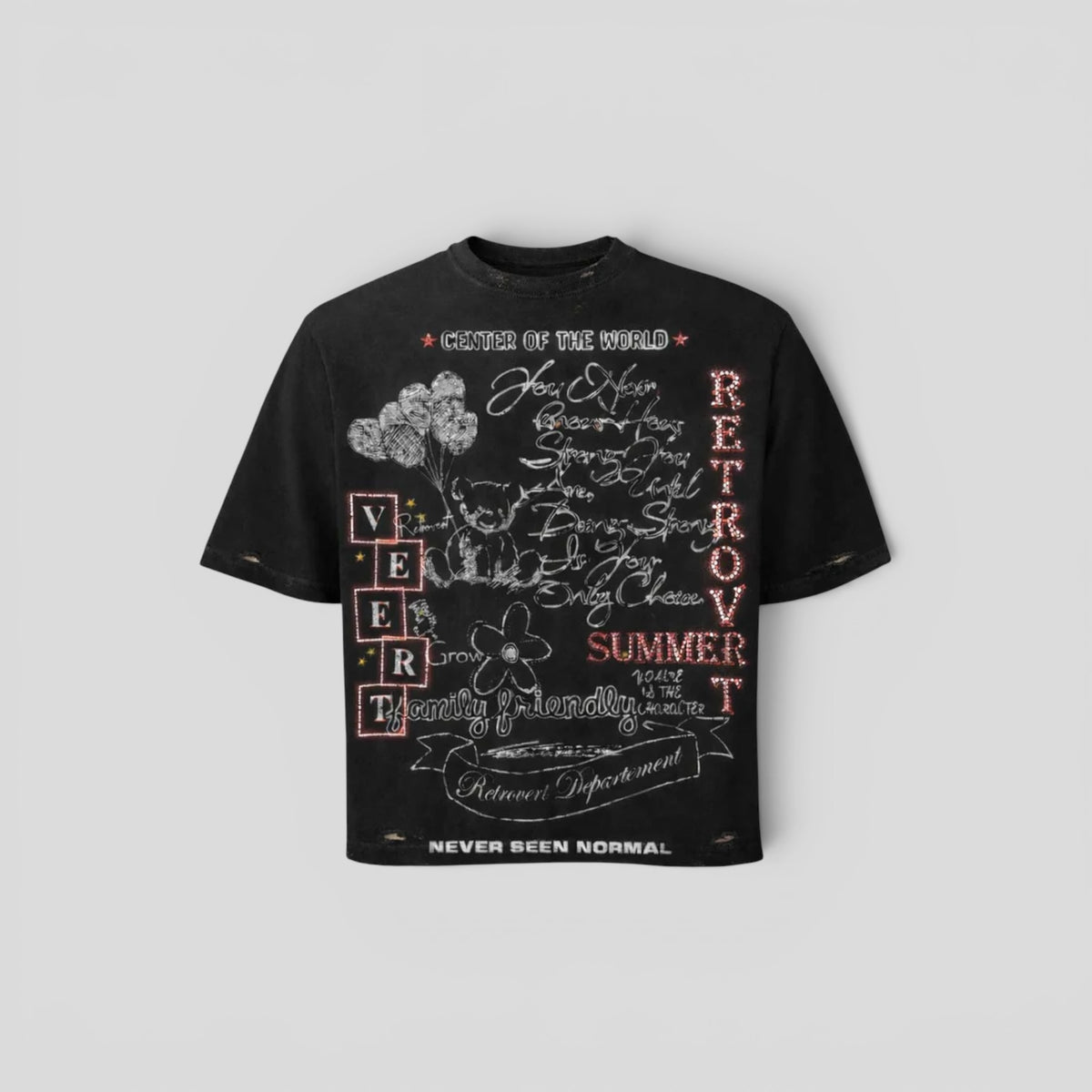Retrovert Rhinestone Teddy Tee in Black
