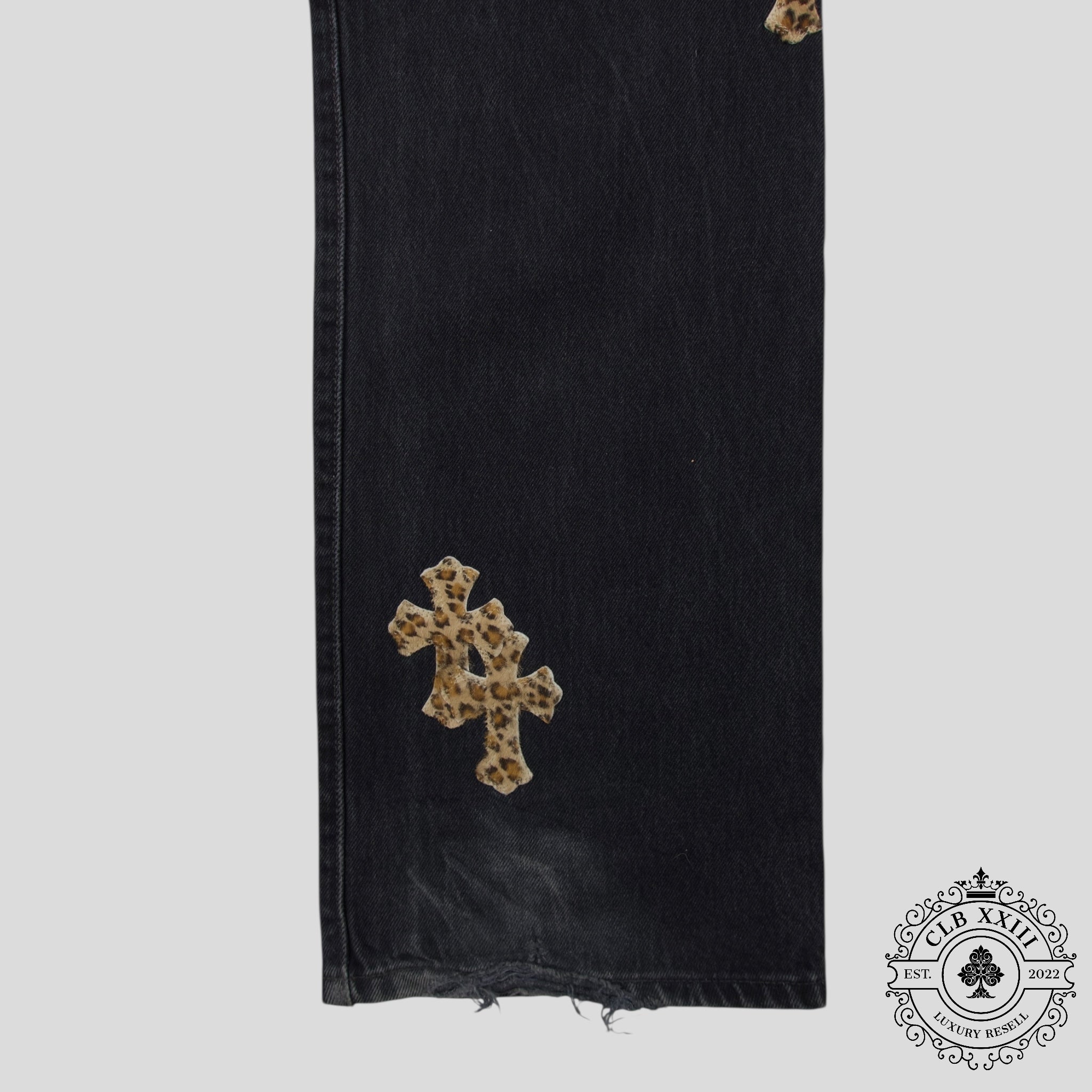 Chrome Hearts Leopard Cross Patch Jeans in Black