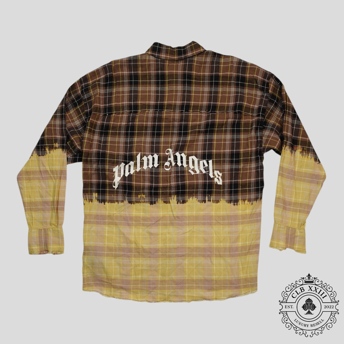 Palm Angles Bleached Plaid Button Up in Brown