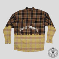 Palm Angles Bleached Plaid Button Up in Brown