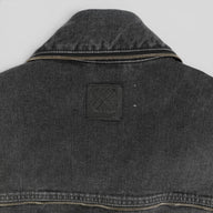 Off White Zipper Embellished Denim Vest in Black