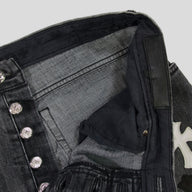 Chrome Heart Fleur Knee Denim in Black/White