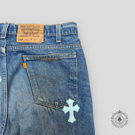 Chrome Hearts Baby Blue Cross Patch Jeans