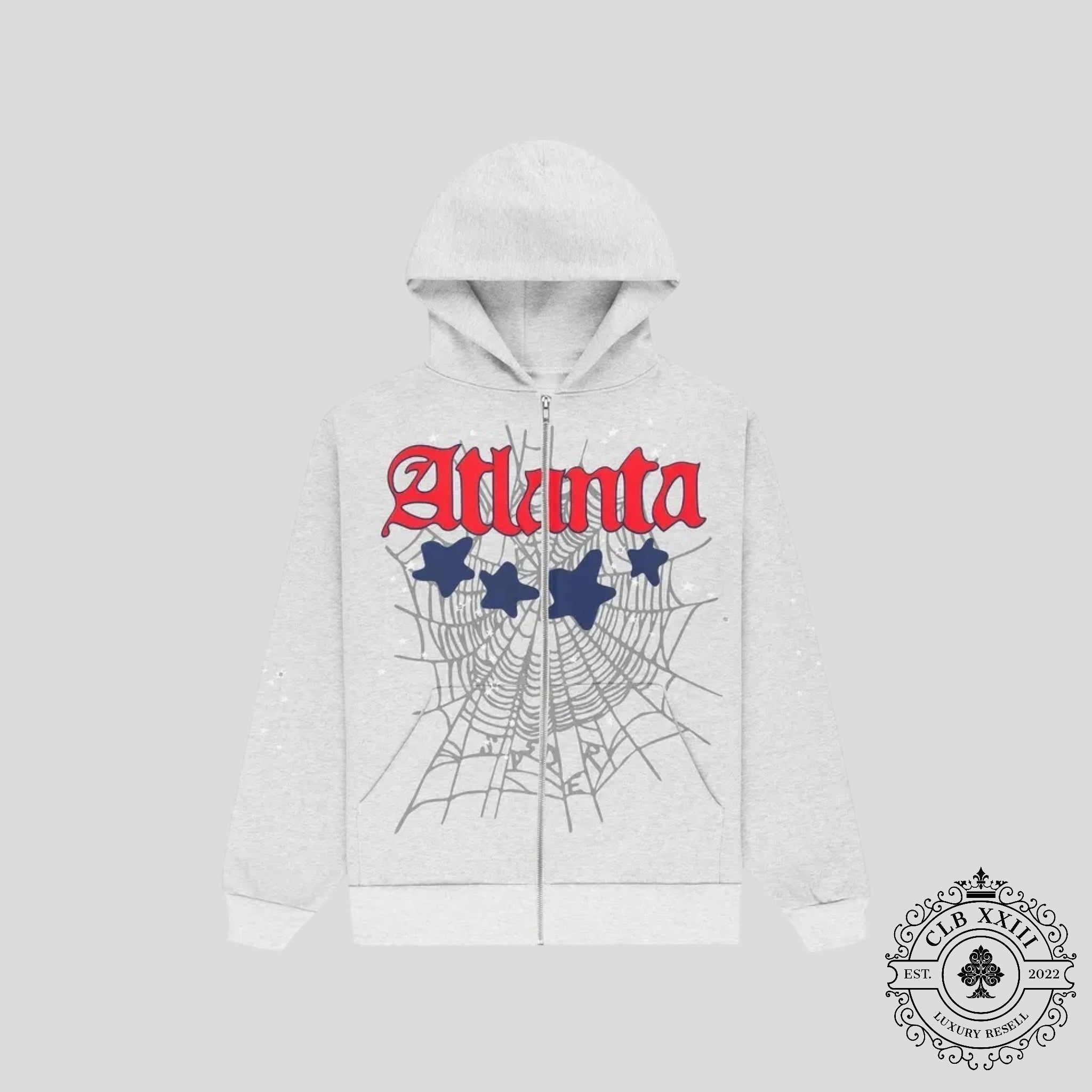 Sp5der Atlanta Full Zip Hoodie Heather Grey