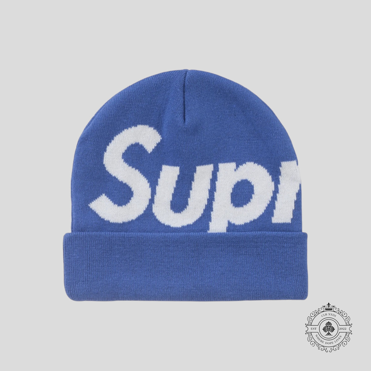 Supreme Big Logo Beanie (FW24) in Blue