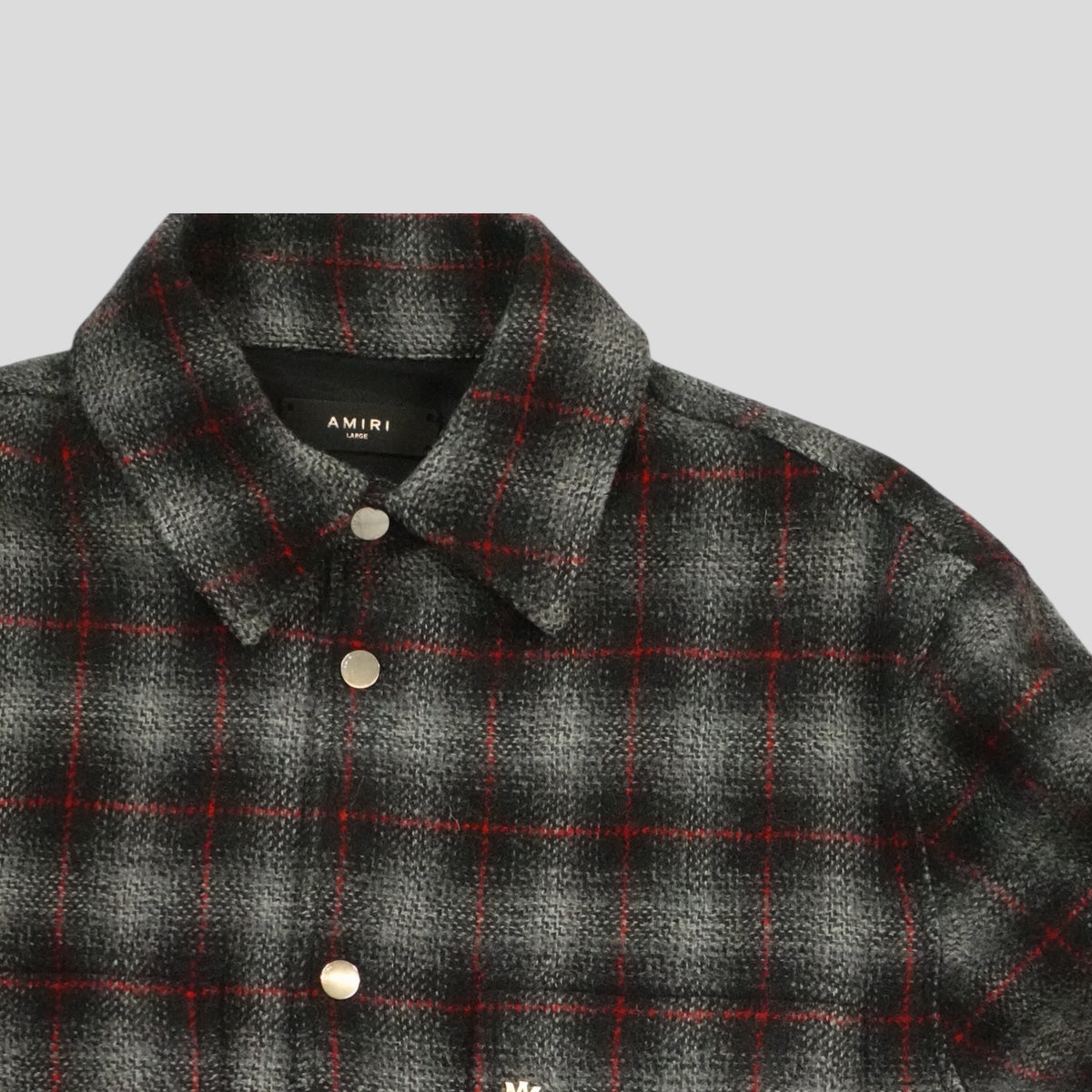 Amiri Fringe Wool Overshirt in Grey