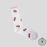 Chrome Hearts Matty Boy Chomper Socks in White / Pink
