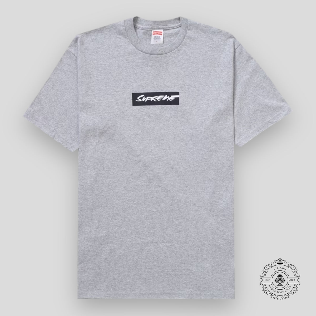Supreme Futura Box Logo Tee in Heather Grey