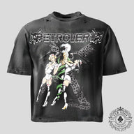 Retrovert Rhinestone Nurse Tee in Black