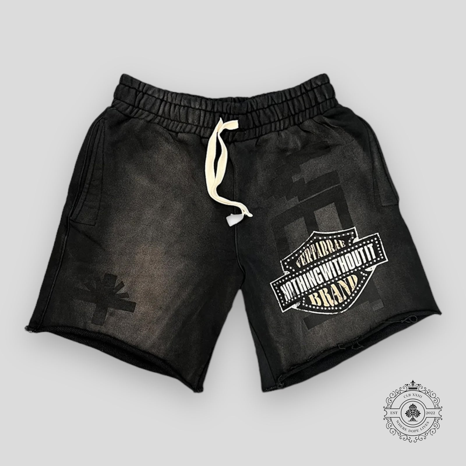 Vertabrae Black Double Emblem Shorts