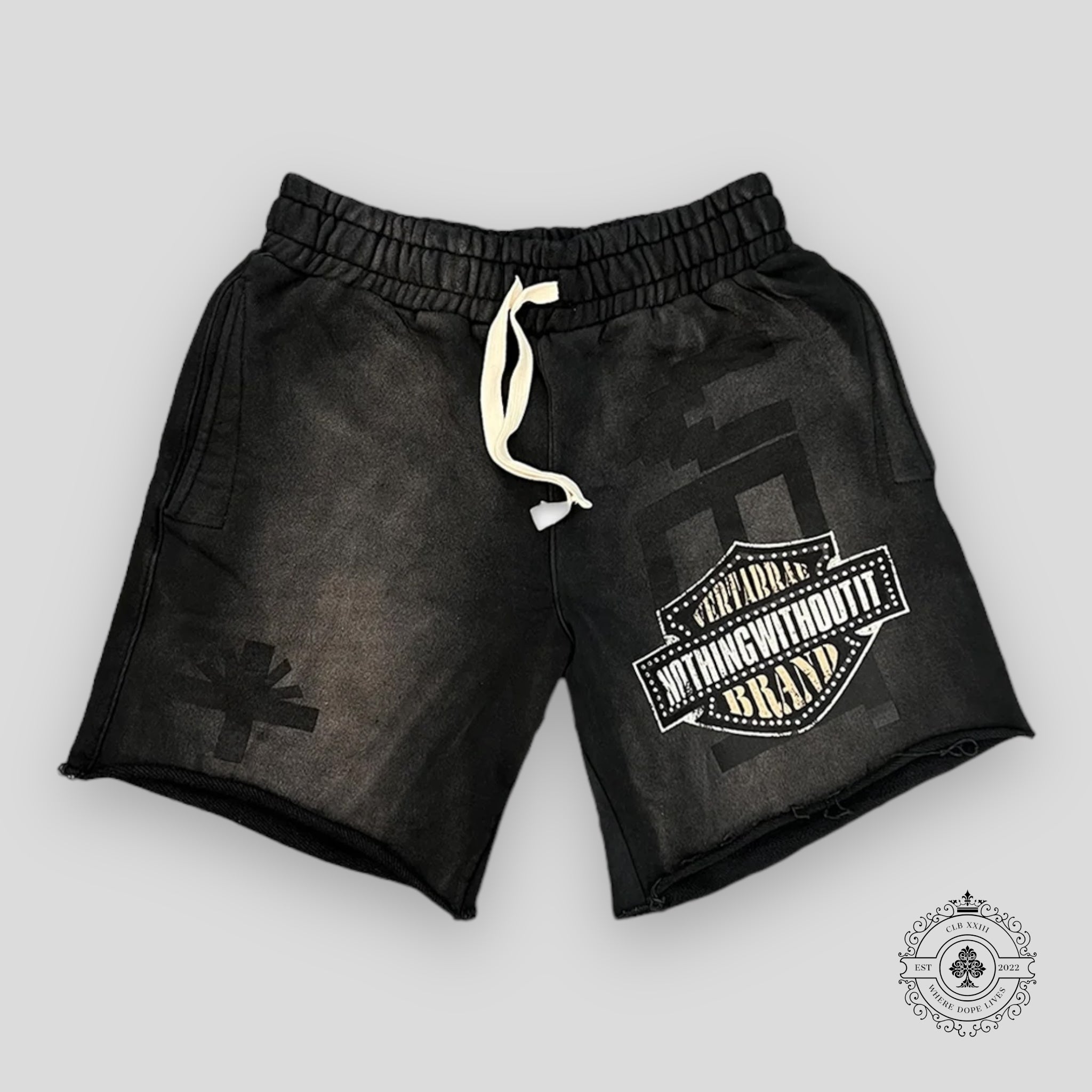 Vertabrae Black Double Emblem Shorts