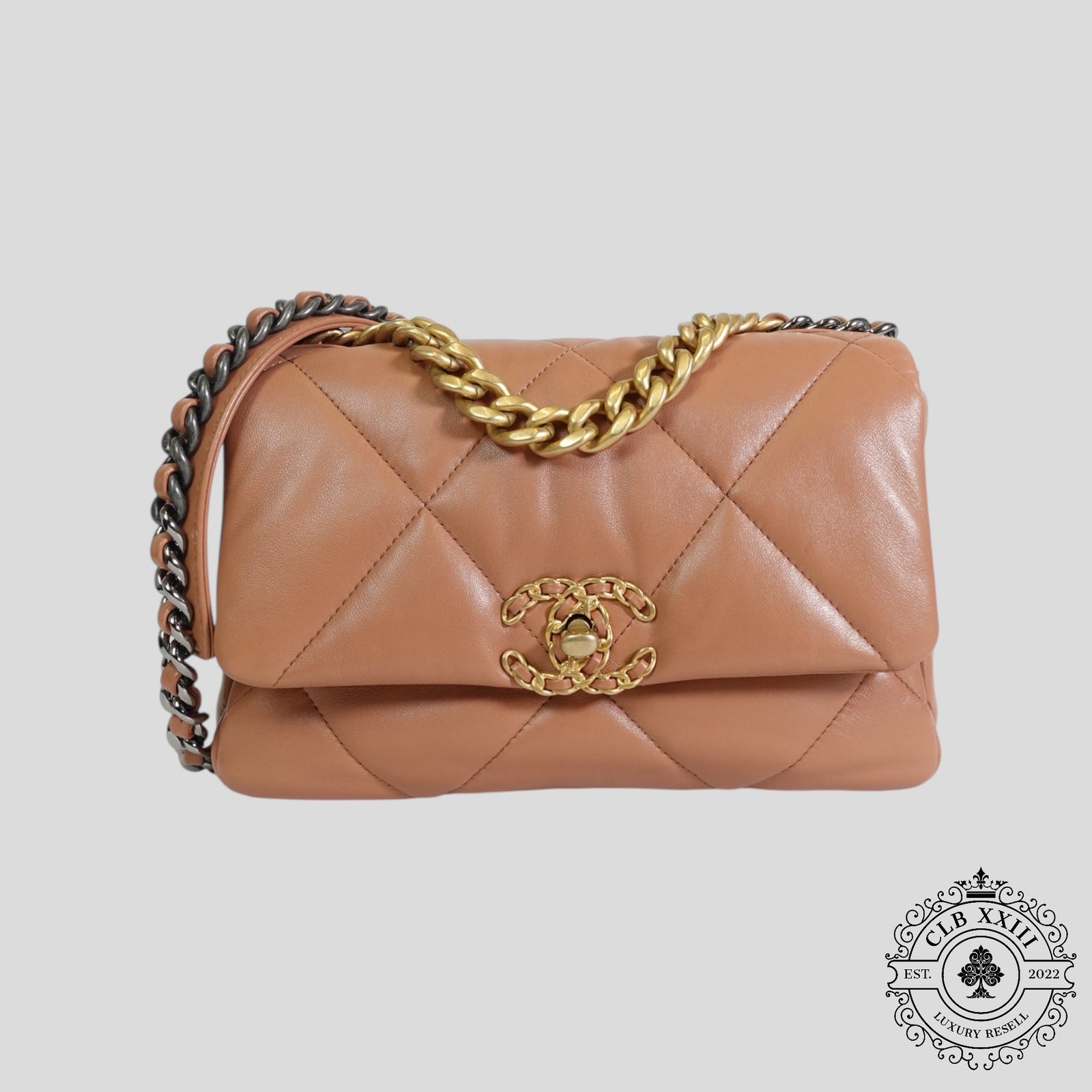 Chanel 19 Lambskin Quilted Medium Flap Bag in Brown