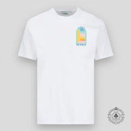 Casablanca Gradient Arch Logo Tee in White & Teal