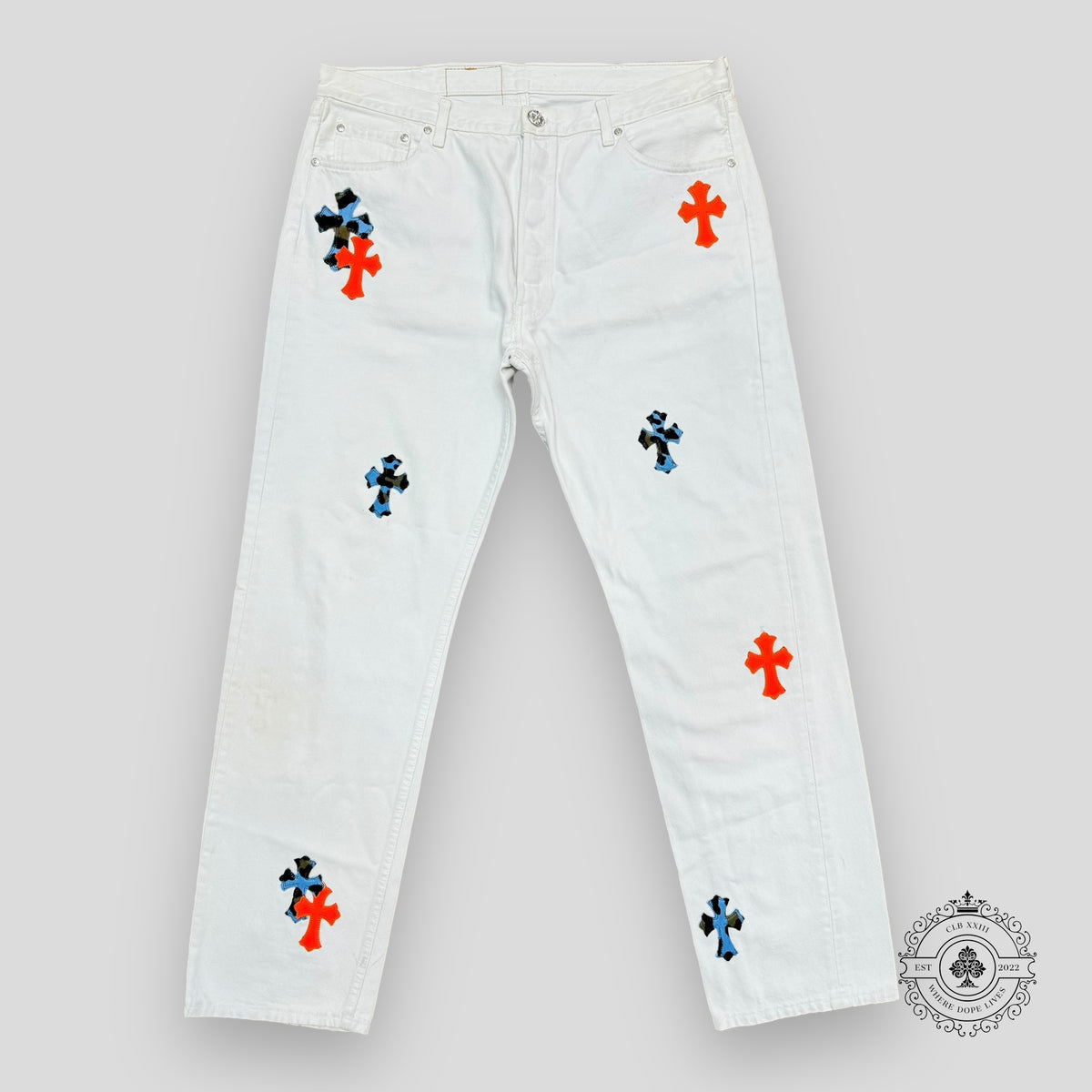 Chrome Hearts St. Barth Patch Jeans in White