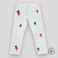 Chrome Hearts St. Barth Patch Jeans in White