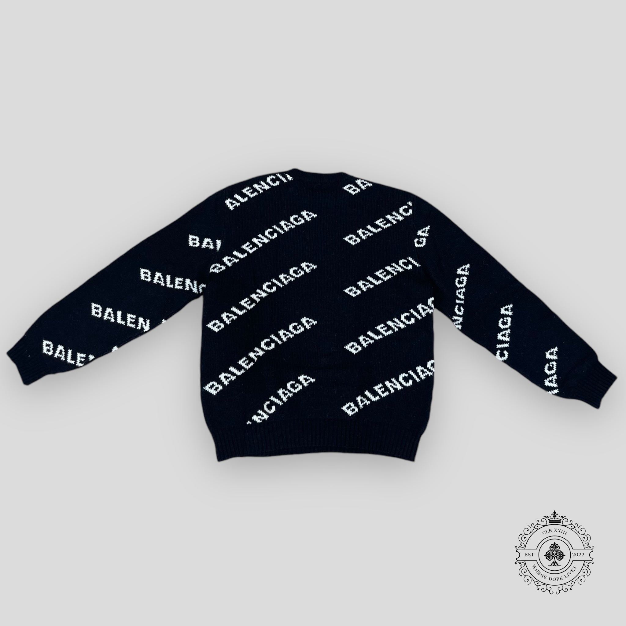 Balenciaga All Over Logo Sweater in Black