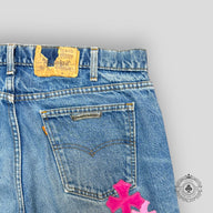 Chrome Hearts Pink Cross Patch Jeans