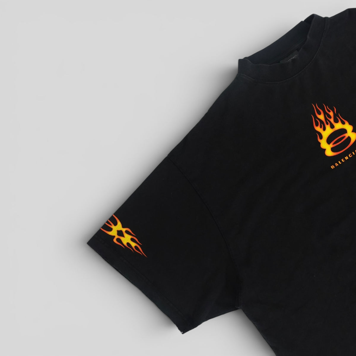 Balenciaga Flame Logo Tee in Black