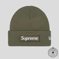 Supreme New Era Box Logo Beanie (FW25) in Light Olive