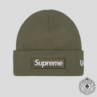 Supreme New Era Box Logo Beanie (FW25) in Light Olive
