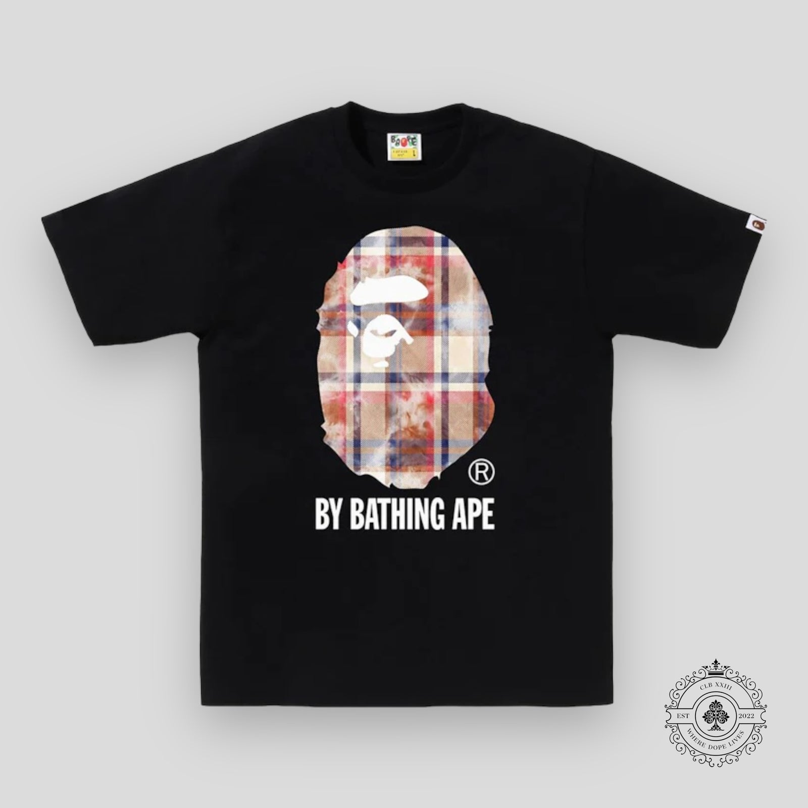Bape Bleach Check Ape Head Tee in Black