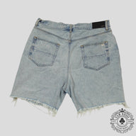 Amiri Tie Dye Thrasher Jean Shorts in Light Wash