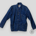 RRL Polka Dot Button Up Denim Railroad Jacket in Blue/Brown