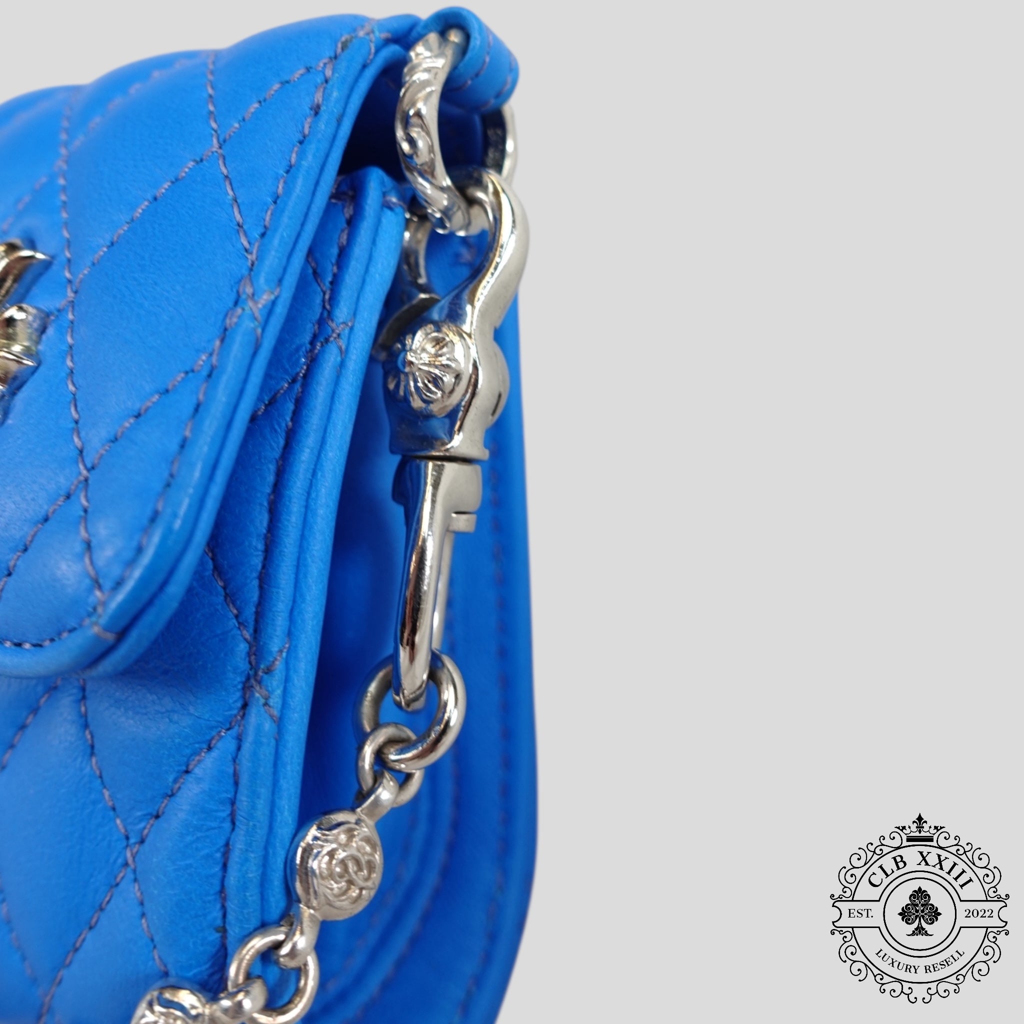 Chrome Hearts Quilted Purse in Light Blue