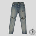 Amiri MX1 Camo Patch Jeans in Clay Indigo