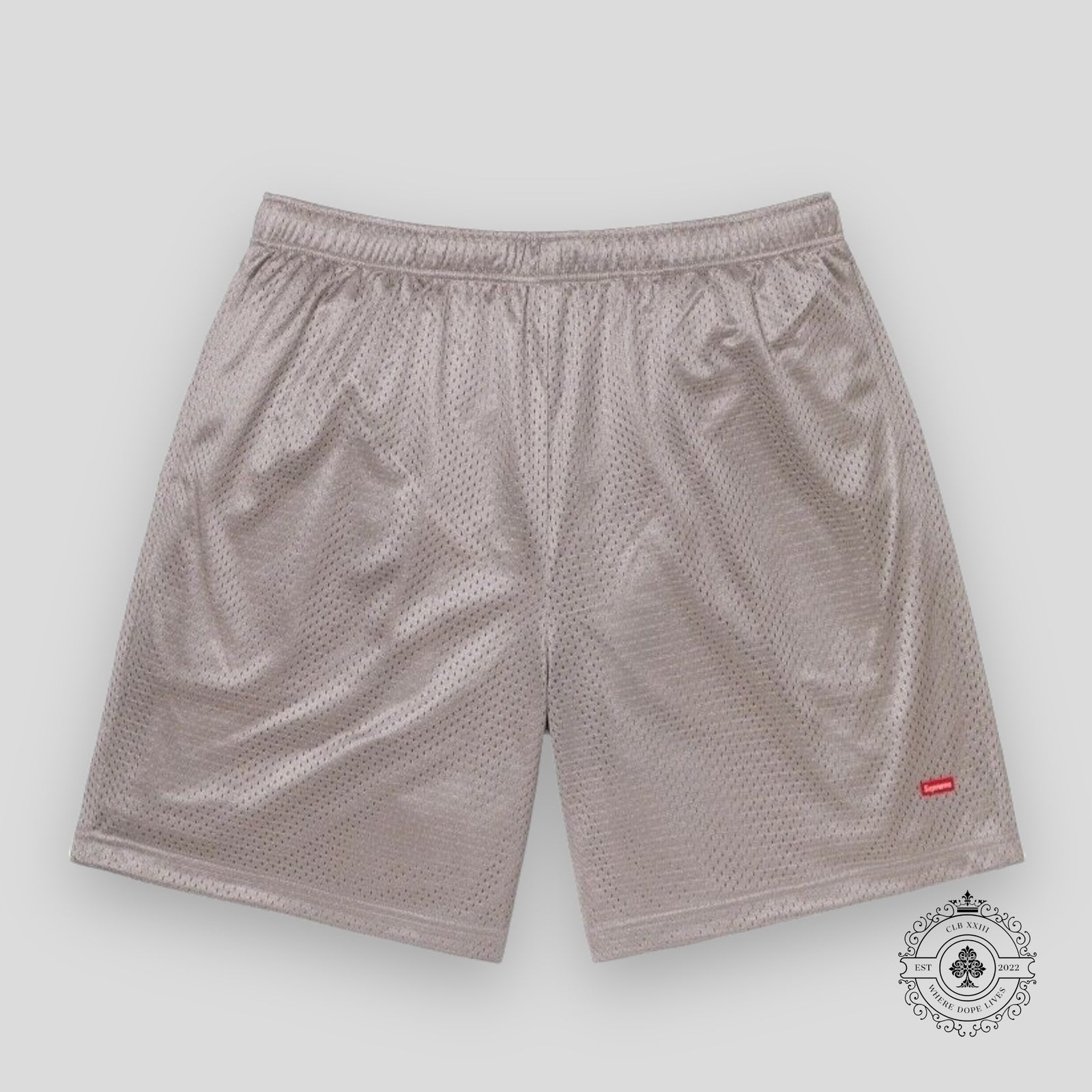 Supreme Small Box Logo Baggy Mesh Shorts in Grey