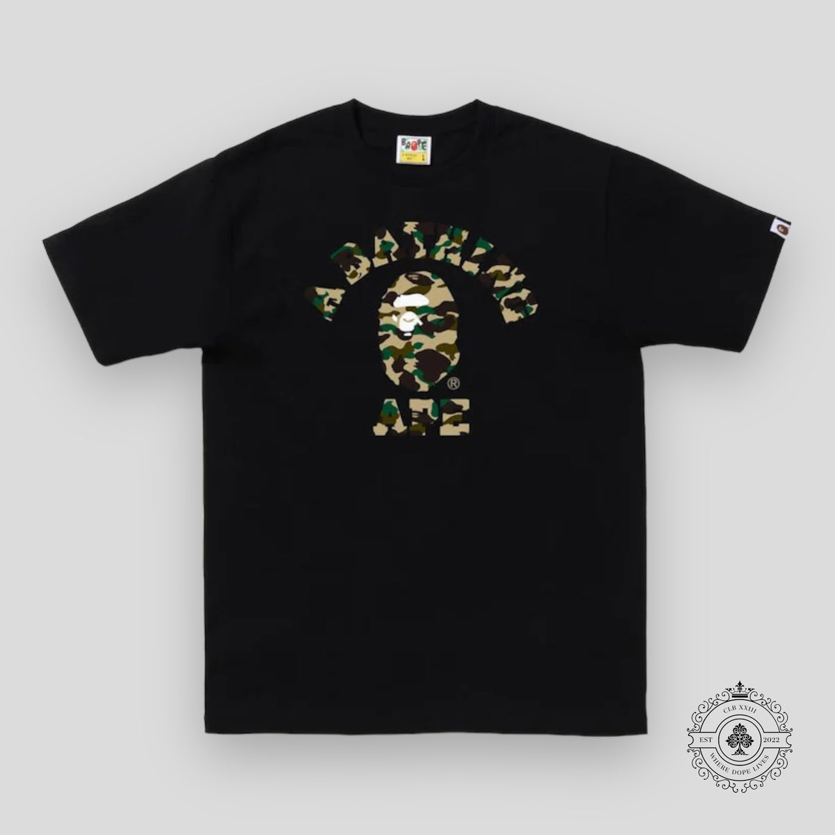 Bape 1st Camo College Tee in Black / Yellow