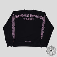 Chrome Hearts Floral Sleeve Crewneck in Black / Pink