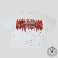 Blind Love Artistic Trafficking Rhinestone T-Shirt in White/Red