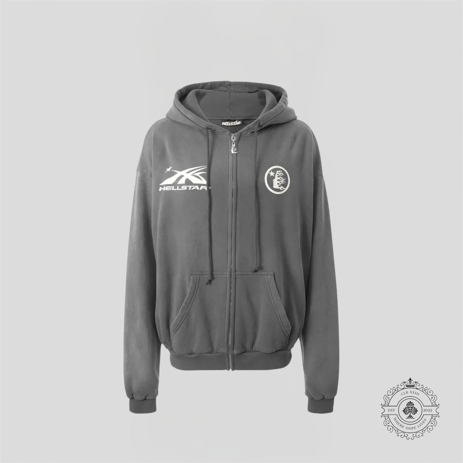 Hellstar Mirror Face Hoodie in Grey