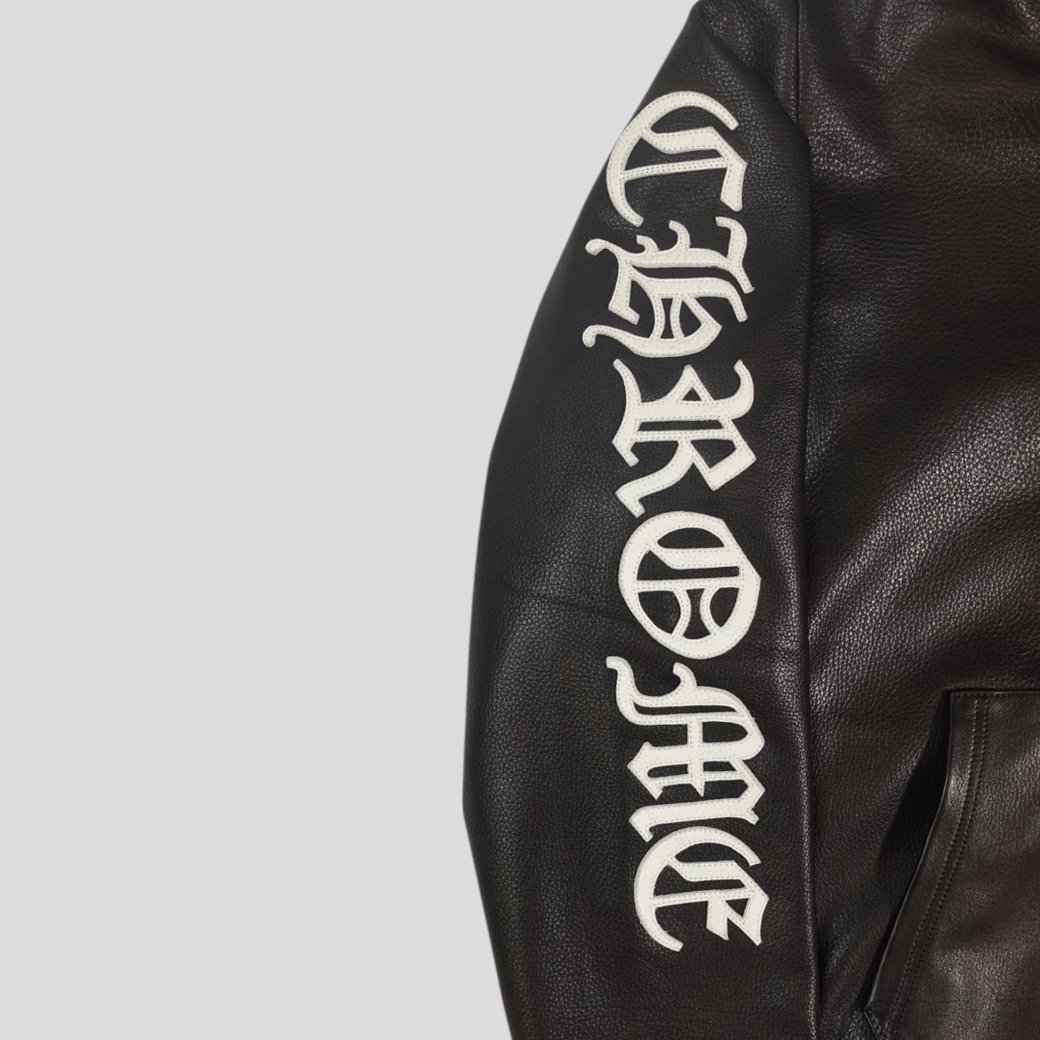 Chrome Hearts Leather Zip Up Hoodie in Black