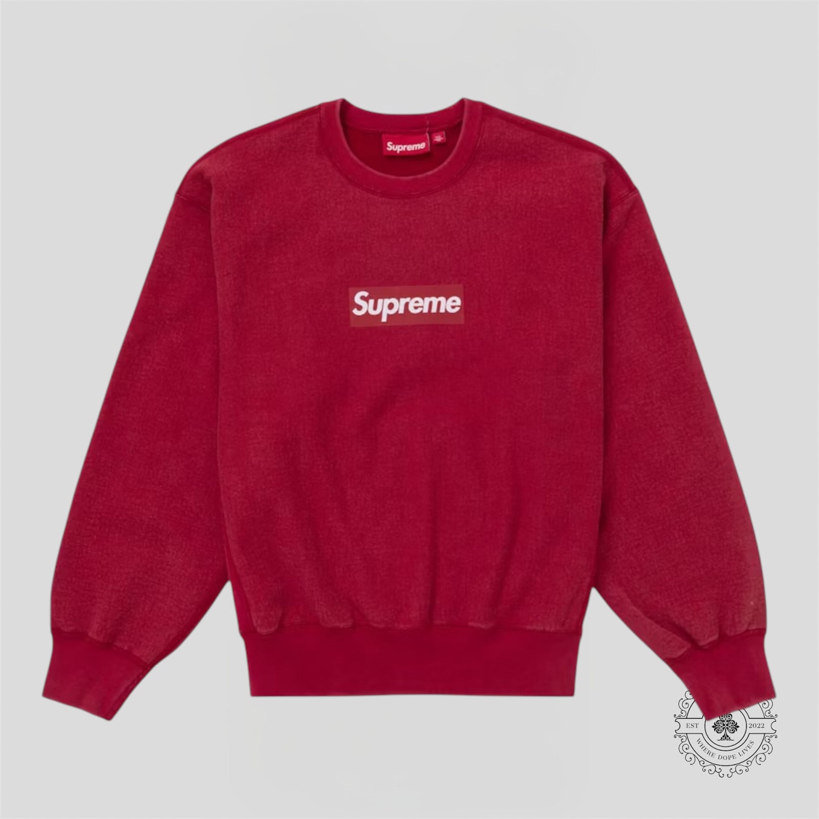 Supreme Washed Box Logo Crewneck in Red