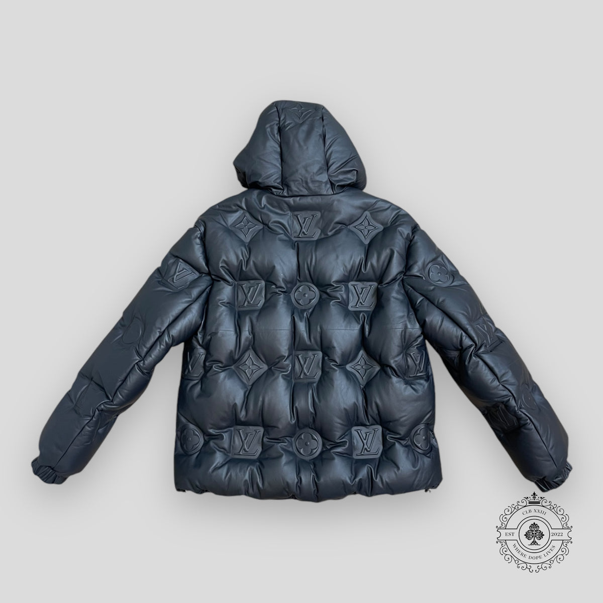 Louis Vuitton Monogram Leather Hooded Down Jacket