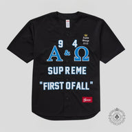 Supreme Alpha Omega Baseball Jersey in Black