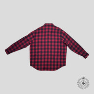 Celine Heavy Wool Flannel Oversized Shirt in Red/Black