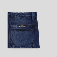 CLB XXIII Chrome Hearts Double Turbo Diesel dark wash cotton carpenter pants with silver logo back pocket detail