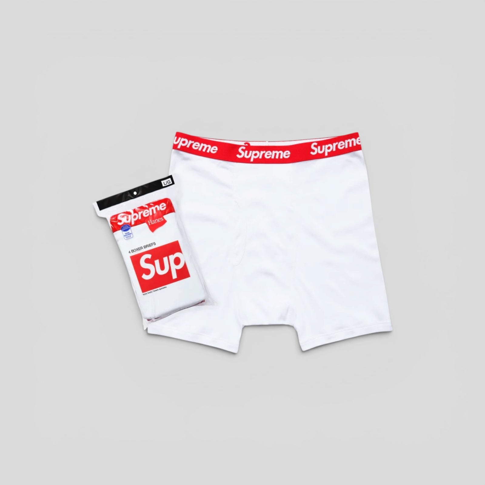 Supreme Hanes Boxer Briefs in White - 1 Pair