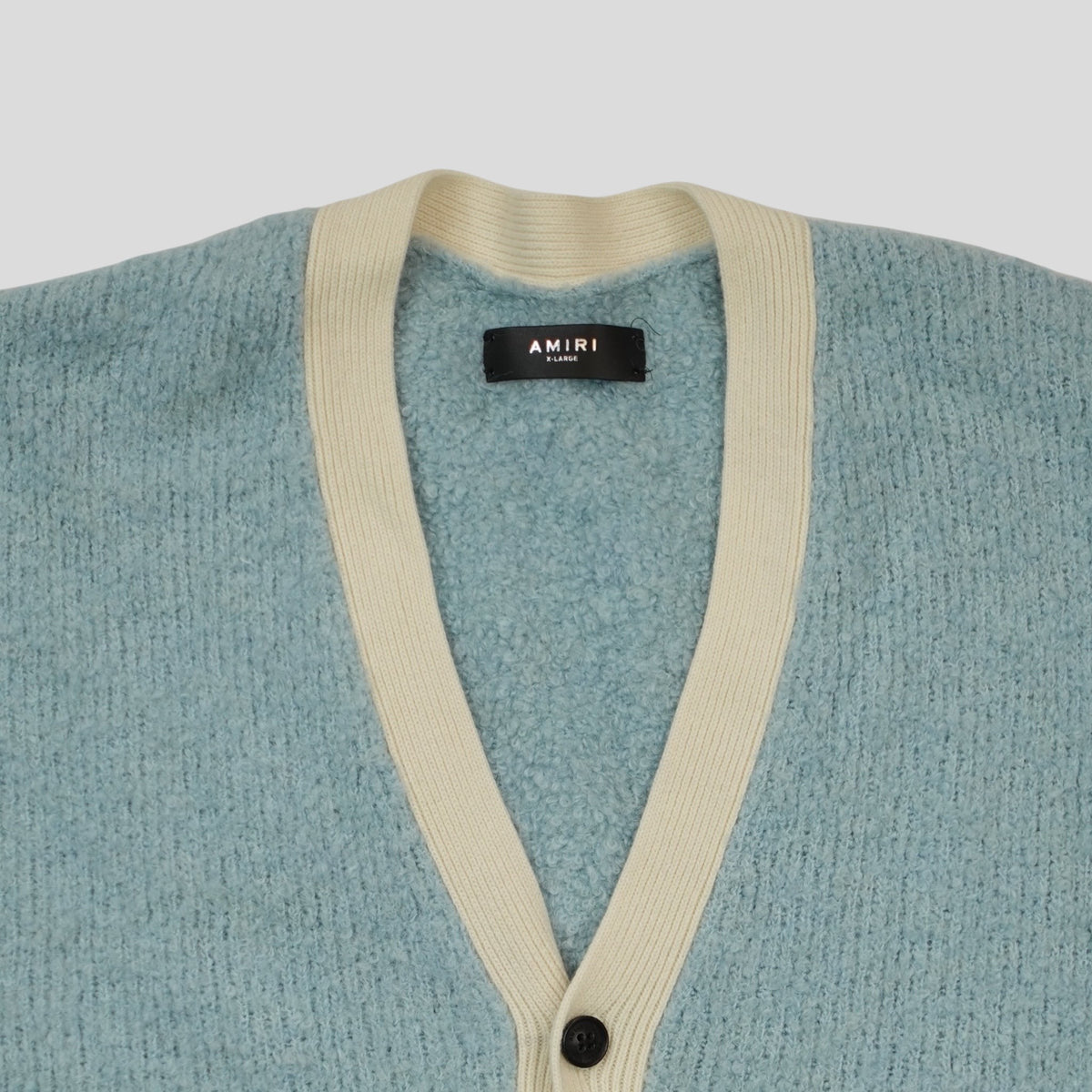 Amiri Fuzzy Wool Cardigan in Blue