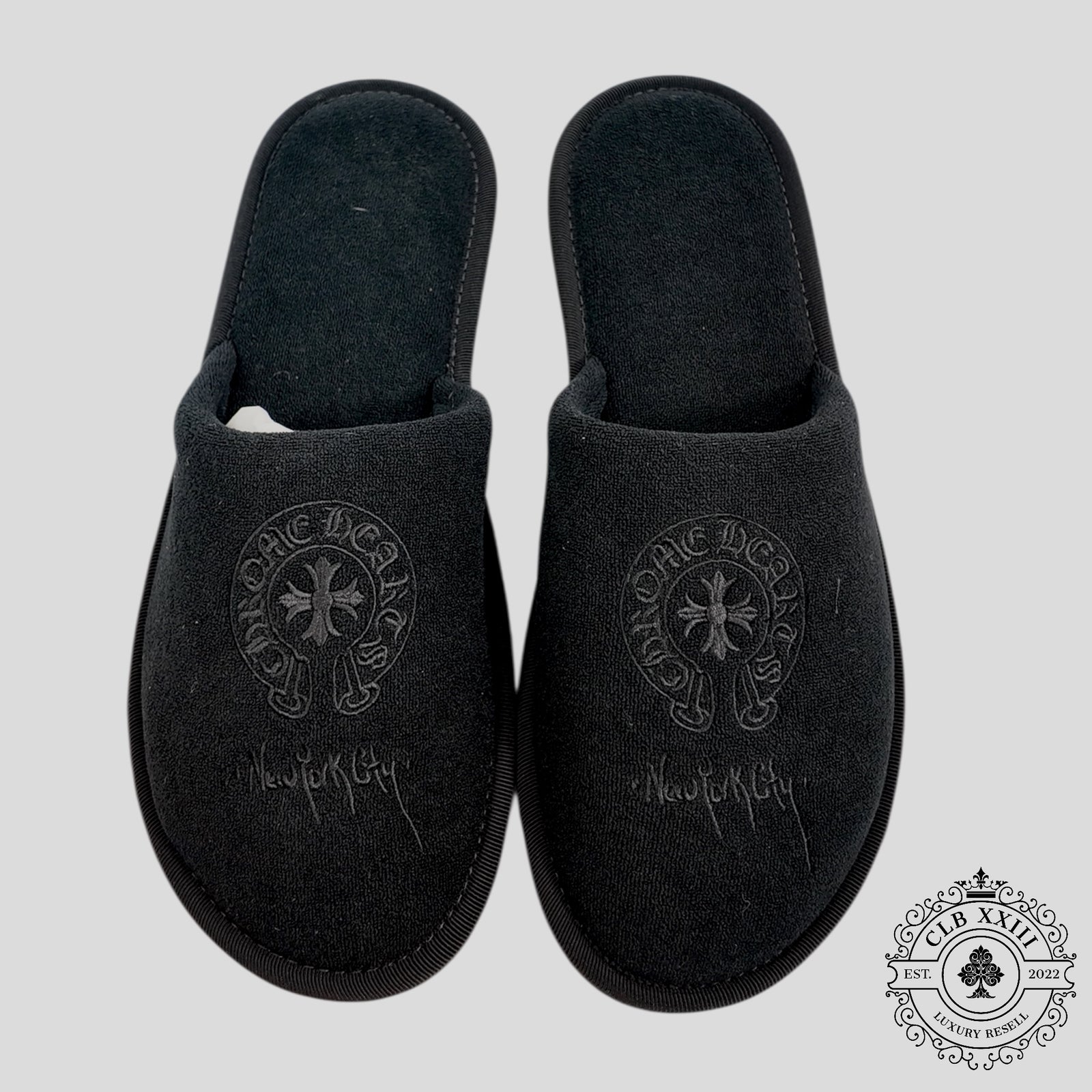 Chrome Hearts NYC Hotel Slippers in Black
