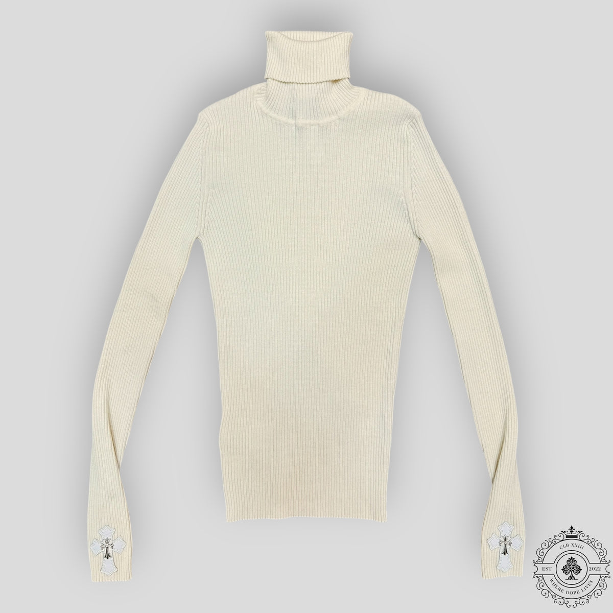 Chrome Hearts Cashmere Longsleeve Sweater in Cream